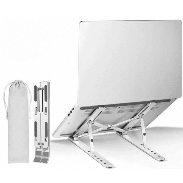 Stand Notebook, aluminiu, pliabil si ajustabil, 7 trepte de inaltime, husa de transport, gri