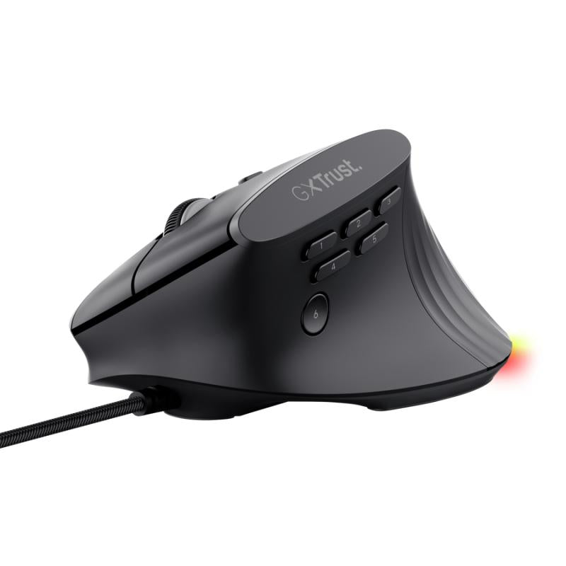Mouse Gaming Ergonomic cu fir Trust GXT 145 Rexxa, conectivitate USB-A, rezolutie maxima 12800 dpi, negru